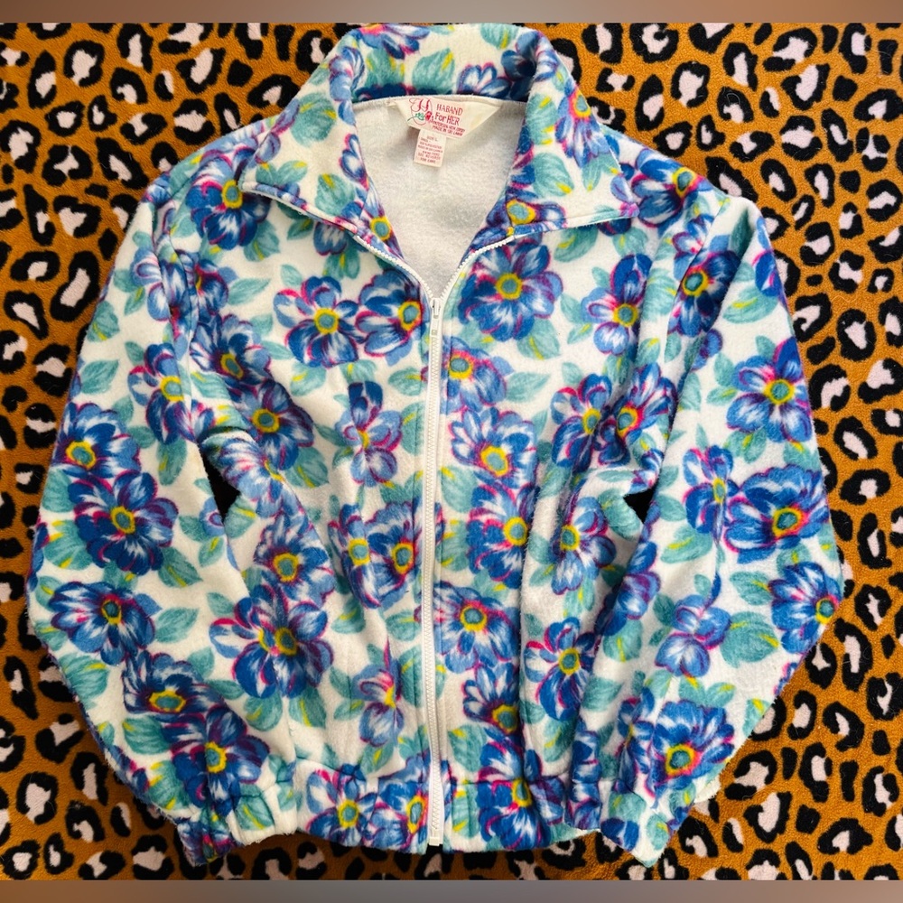 American Vintage Vibrant Floral Fleece Zip Up